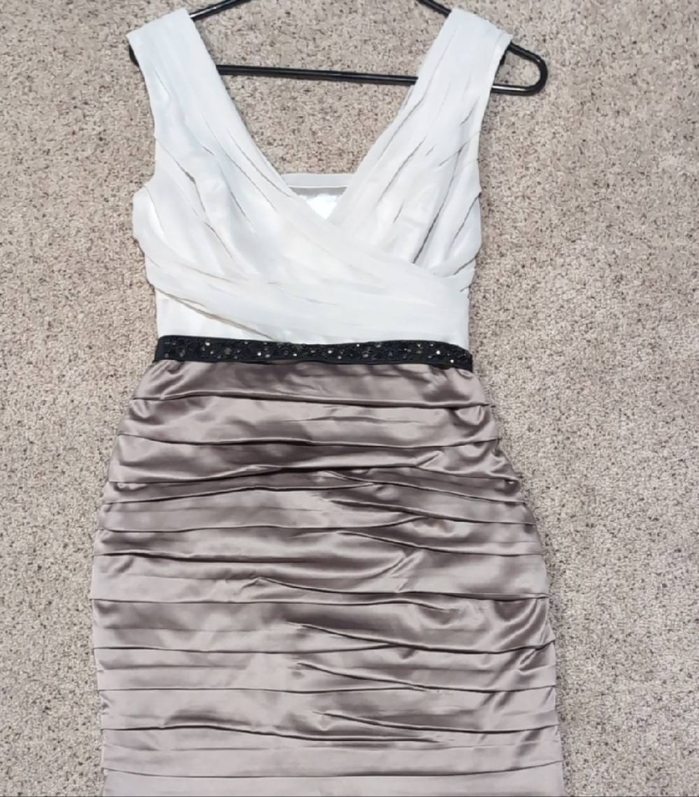 Express White and Tan Mini Dress